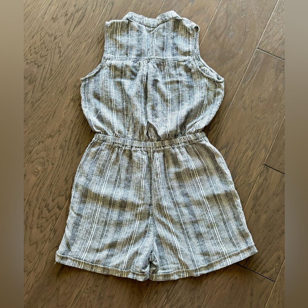 Women's Linen Romper Black/White Stripes Small - Picture 2 of 3